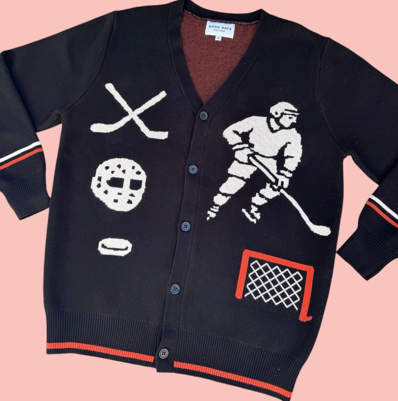 Rinkside Jacquard Knit Hockey Cardigan
