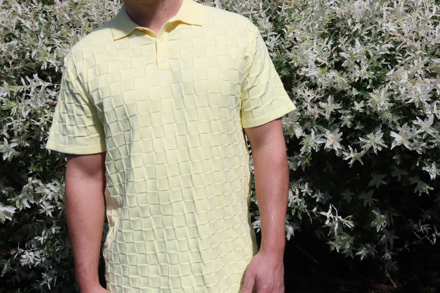 Palmetto Checkered Knit Polo - Butter Yellow