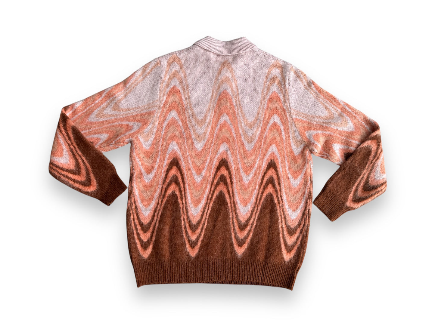 Ripple Knit Mohair Polo Sweater