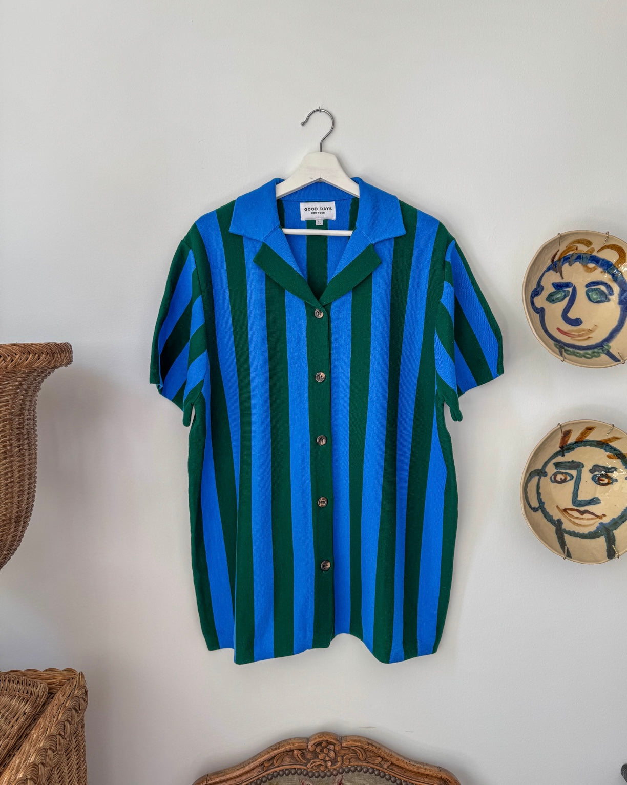 Forest Knit Camp Shirt - Blue/Green