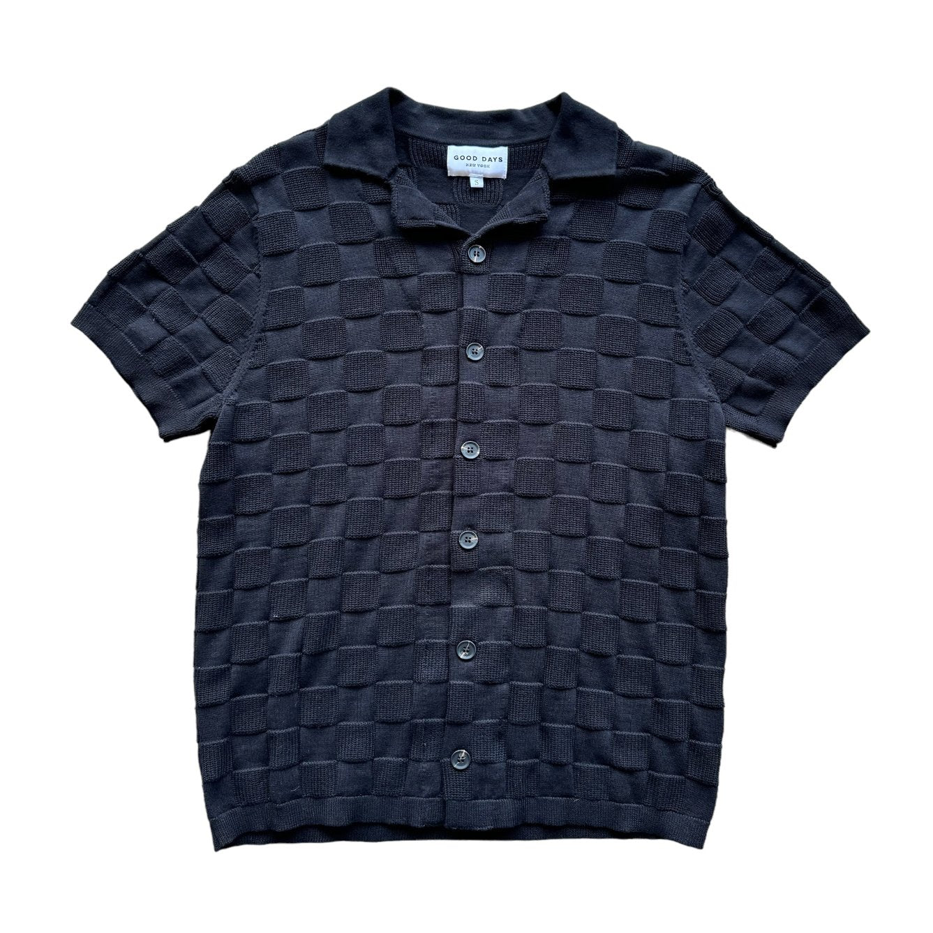 WOVEN CHECKERED KNIT CAMP SHIRT-SQ0688113