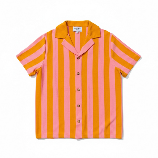 Forest Knit Camp Shirt - Guava/Marigold
