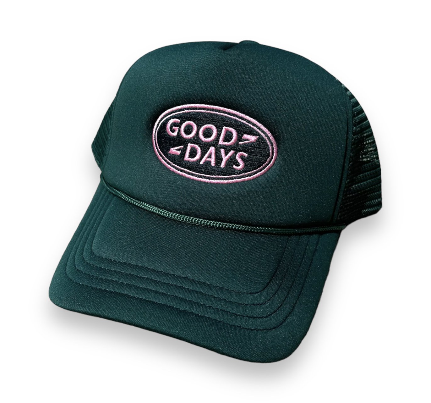 GOOD DAYS TRUCKER HAT - GREEN / PINK