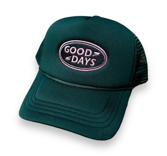 GOOD DAYS TRUCKER HAT - GREEN / PINK