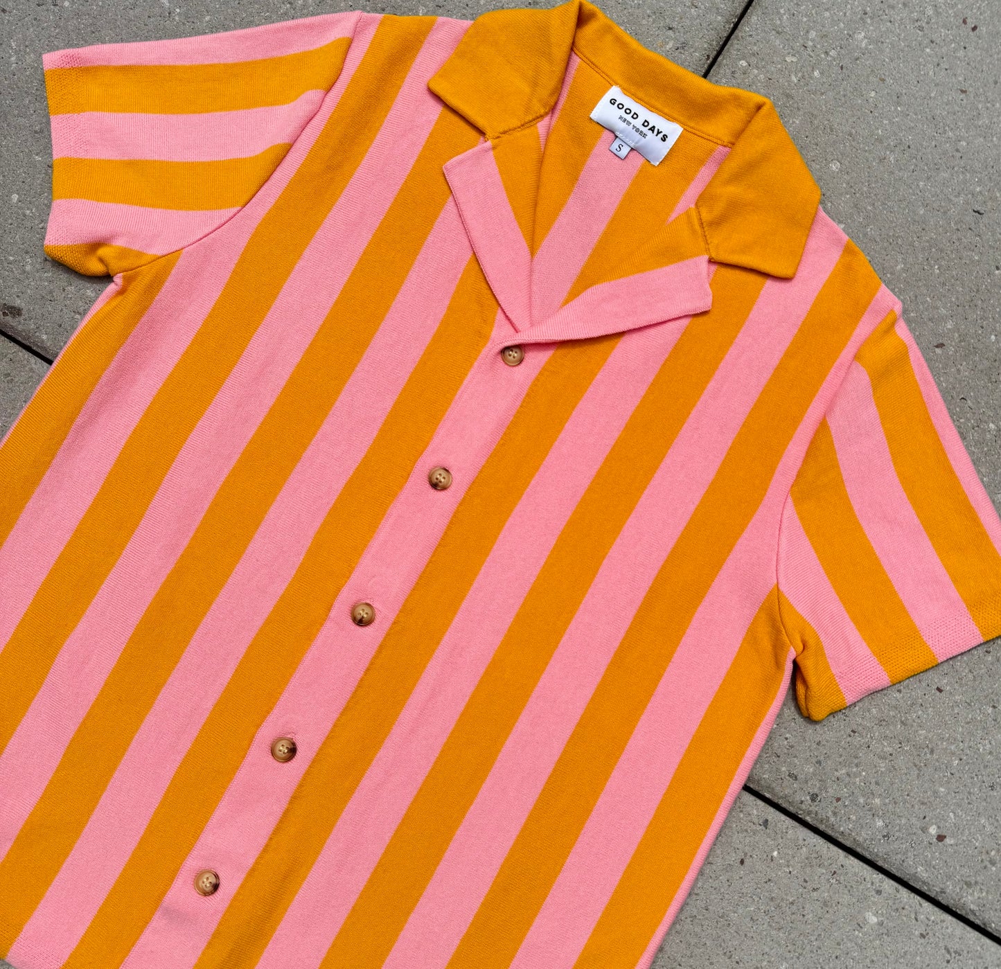 Forest Knit Camp Shirt - Guava/Marigold