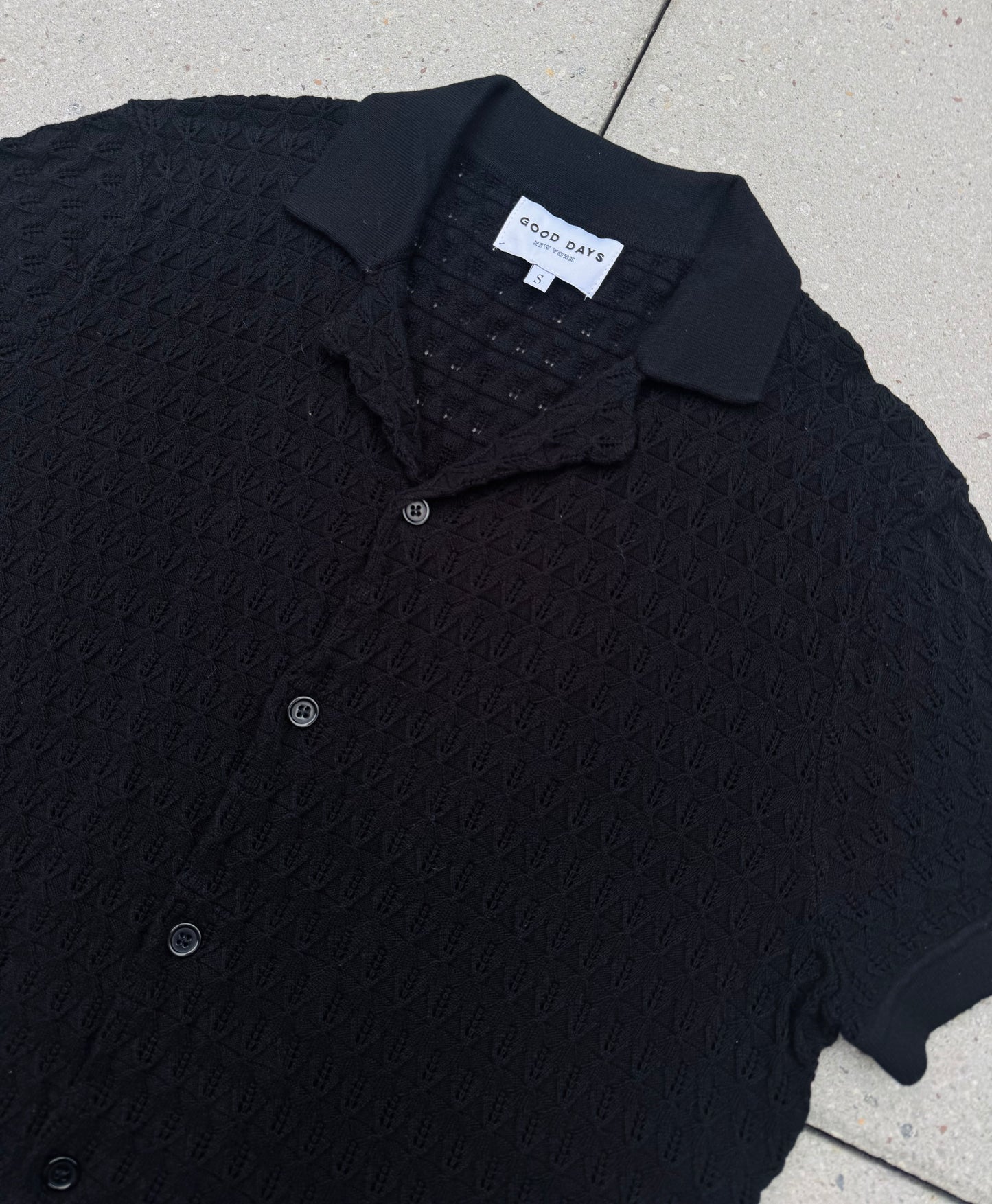 Sutton Textured Knit Camp Shirt - Midnight
