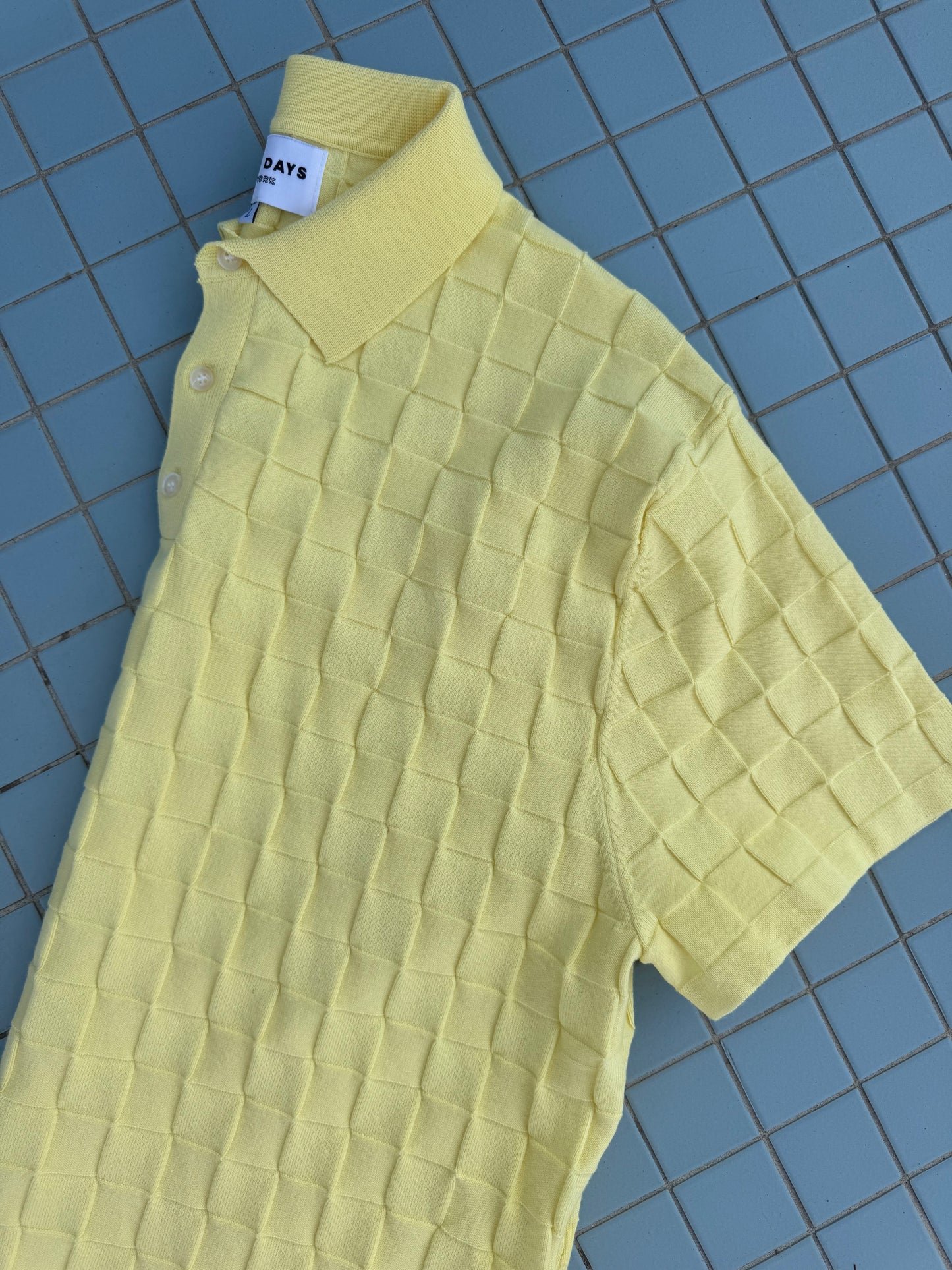 Palmetto Checkered Knit Polo - Butter Yellow