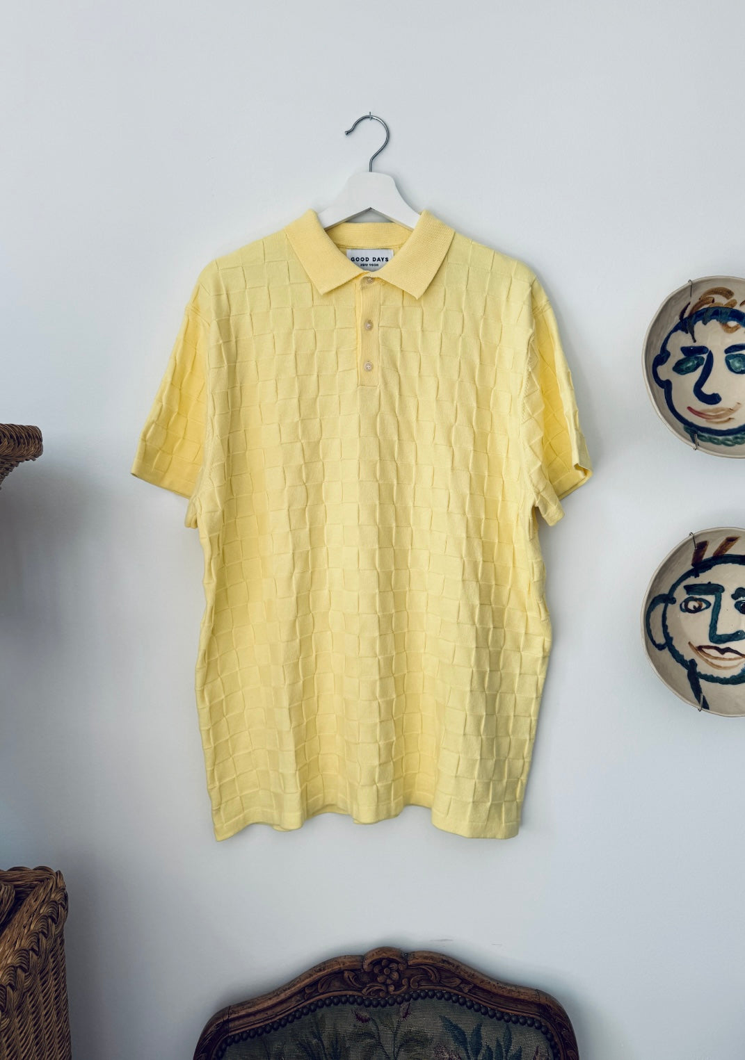 Palmetto Checkered Knit Polo - Butter Yellow