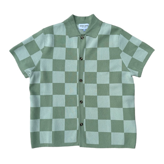 CHECKERED KNIT JACQUARD BUTTON UP-SQ0581854