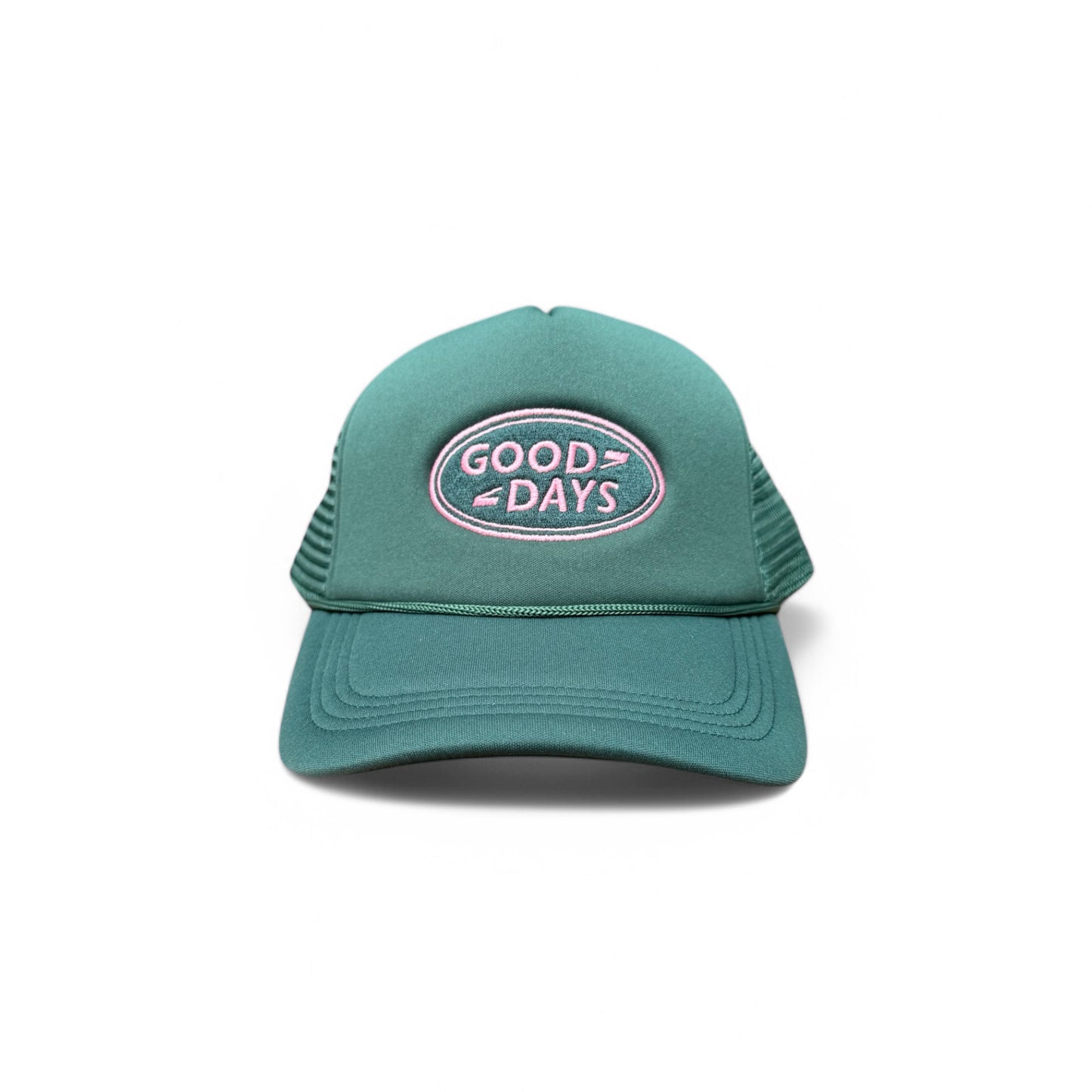 GOOD DAYS TRUCKER HAT - GREEN / PINK