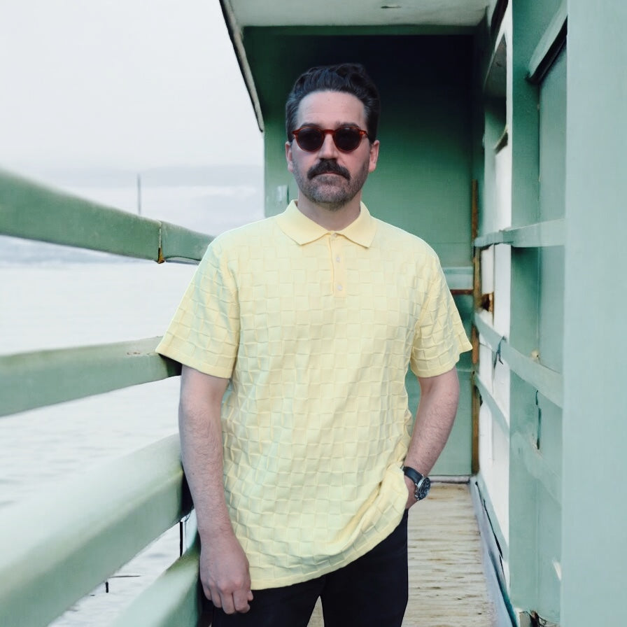 Palmetto Checkered Knit Polo - Butter Yellow