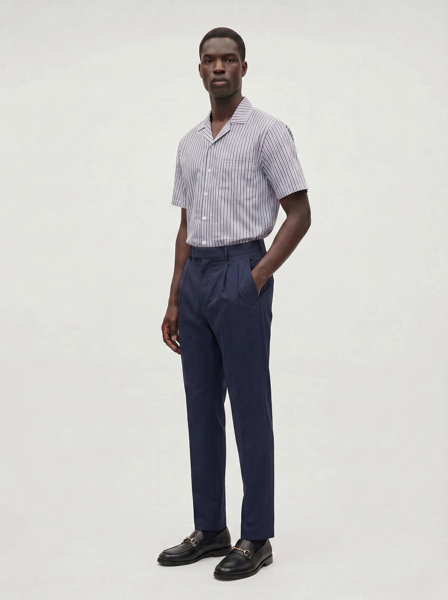 Sailor Seersucker Camp Shirt - Navy/White