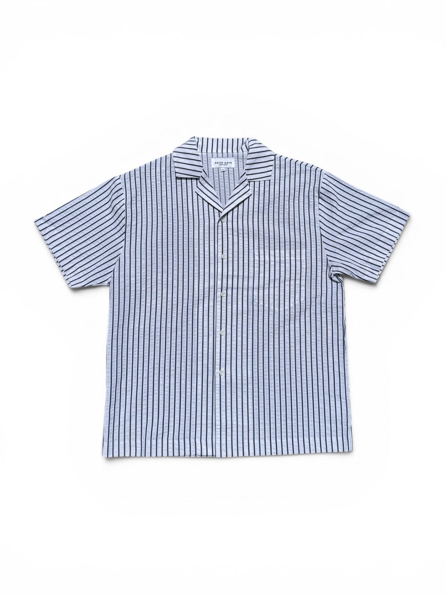 Sailor Seersucker Camp Shirt - Navy/White