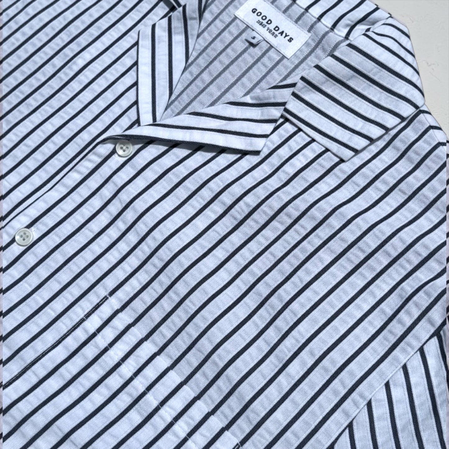 Sailor Seersucker Camp Shirt - Navy/White