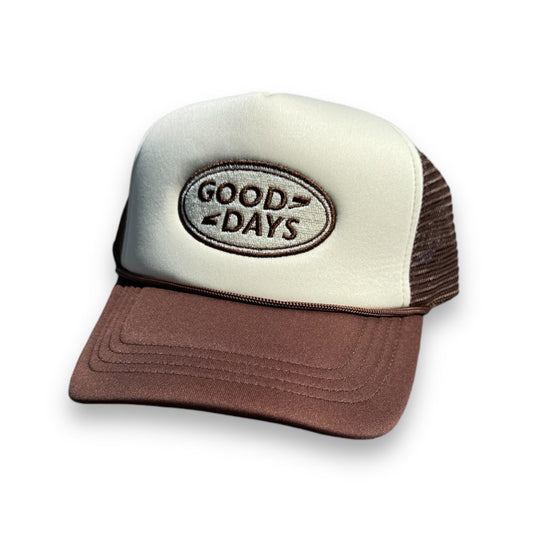 GOOD DAYS TRUCKER HAT - BROWN & CREAM