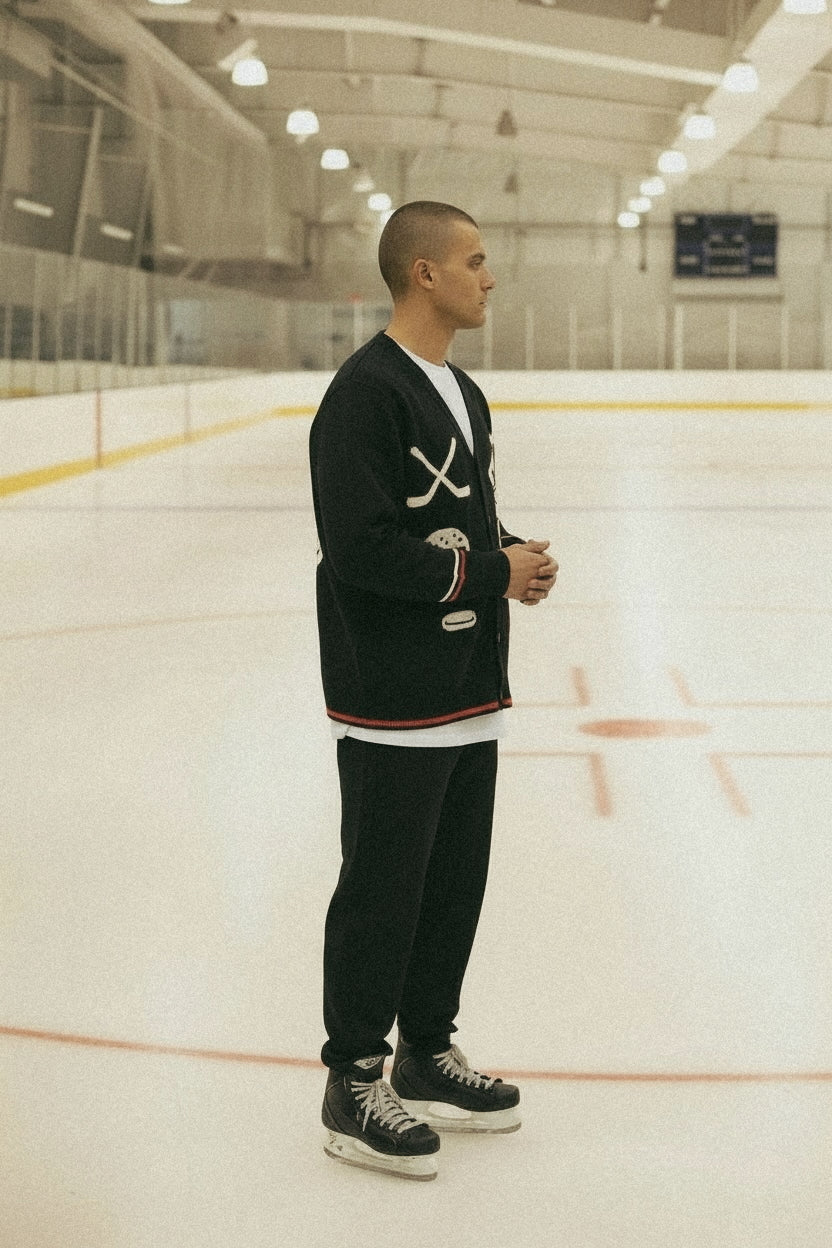 Rinkside Jacquard Knit Hockey Cardigan