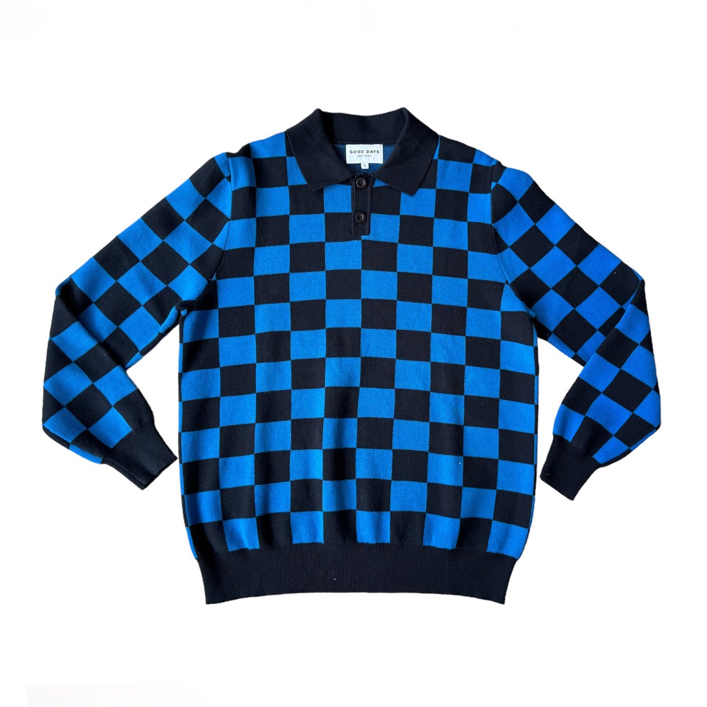 CHECKERED KNIT POLO SWEATER-SQ5542026