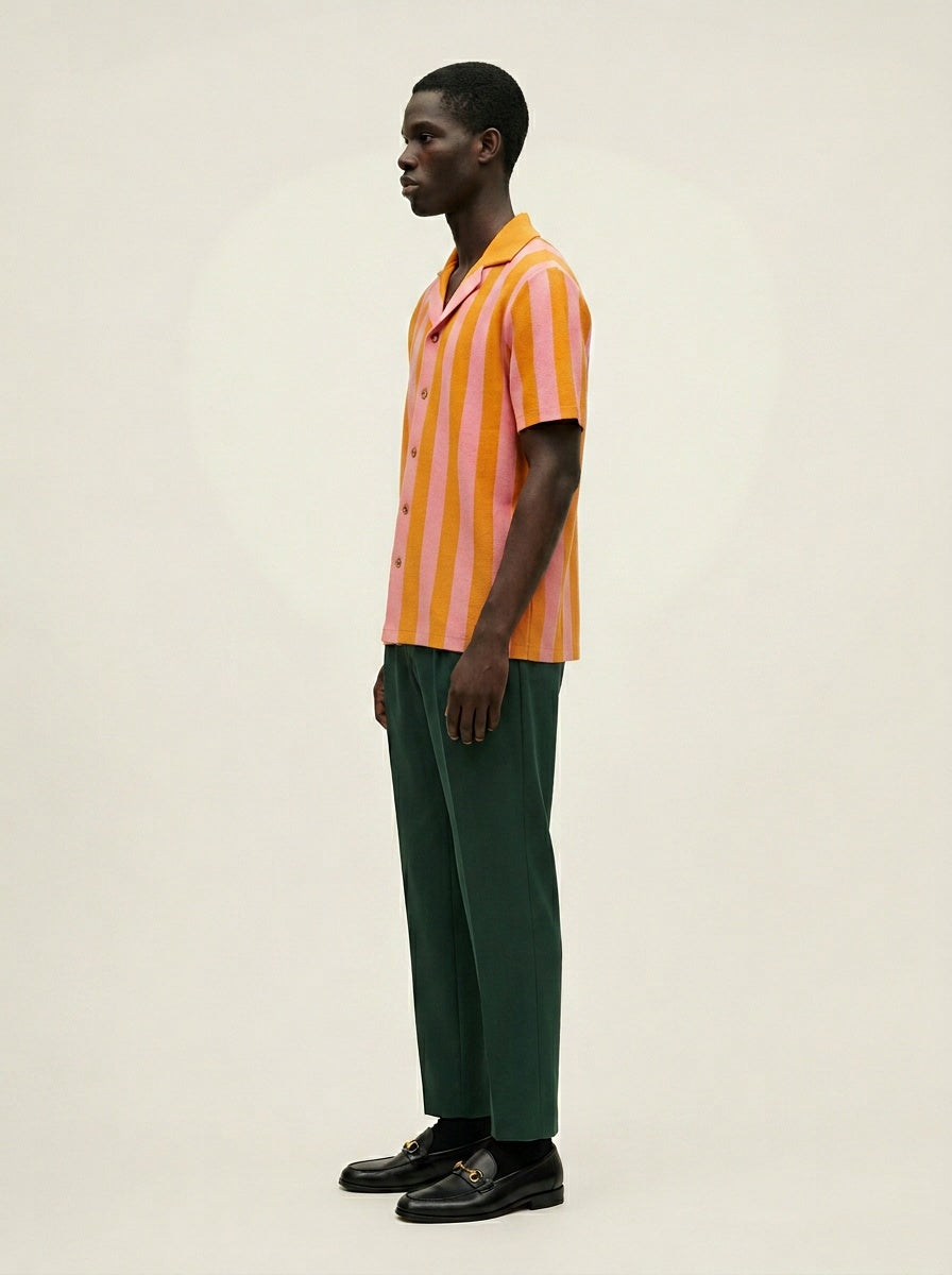 Forest Knit Camp Shirt - Guava/Marigold