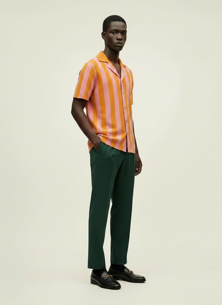 Forest Knit Camp Shirt - Guava/Marigold