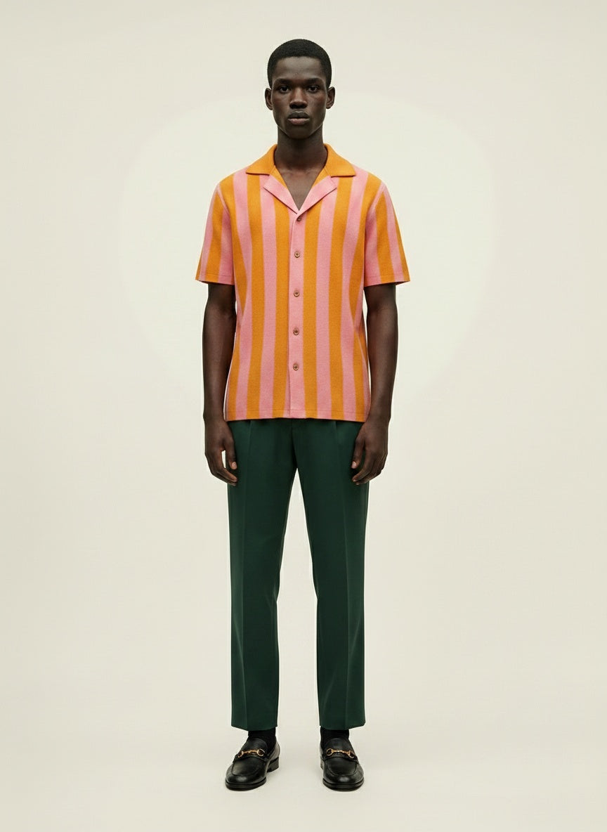 Forest Knit Camp Shirt - Guava/Marigold